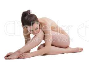 Bodycare. Beautiful naked girl with perfect skin
