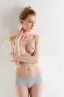 Bodycare concept. Image of seductive topless model