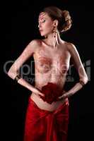 Art of mehendi. Elegant woman posing topless