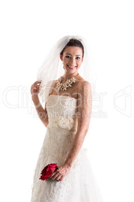 Trend concept. Happy modern bride with mehendi