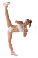 Sport. Sexy flexible girl, isolated on white