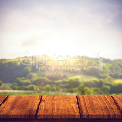 Composite image of wooden table