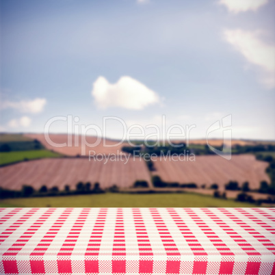 Composite image of red and white tablecloth