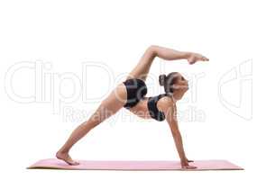Yoga. Image of harmonous girl showing exercise
