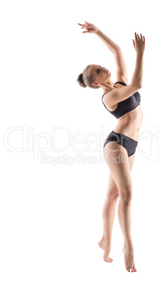 Charming female dancer posing in graceful pose