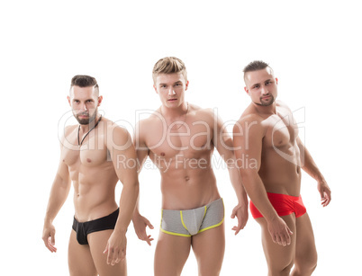 Image of brutal guys posing with naked torsos