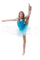 Cute little ballerina doing vertical split