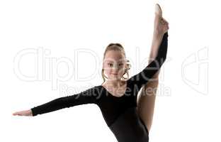 Nice little gymnast posing doing vertical split