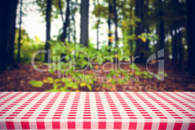 Composite image of red and white tablecloth