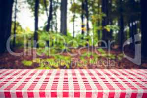 Composite image of red and white tablecloth