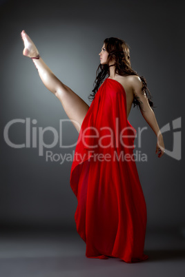 Artistic modern ballet dancer posing in studio