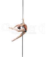 Image of flexible dancer spinning on pylon