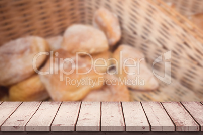 Composite image of wooden table