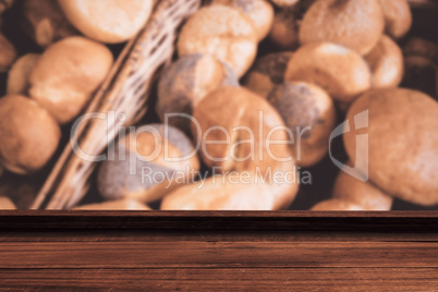 Composite image of high angle view of wooden flooring