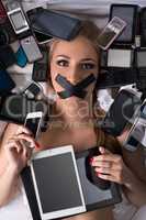 Concept. Protest against of digital technologies