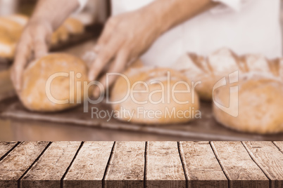 Composite image of wooden table