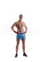 Bodybuilding. Male athlete, isolated on white