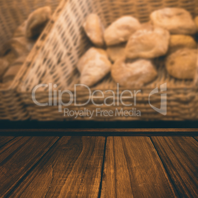 Composite image of close-up of wooden flooring