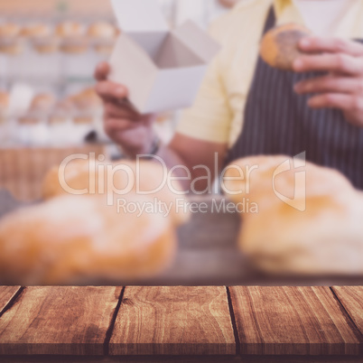 Composite image of wooden table