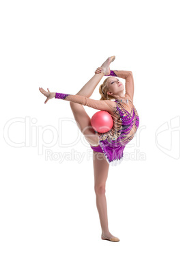 Gymnastics Professional athlete performs with ball