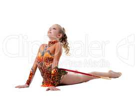 Cute little gymnast, isolated on white background