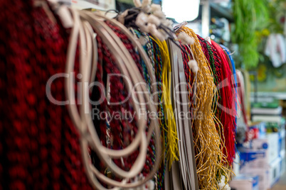 Computer equipment. Colorful cables and wires