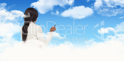 Composite image of thinking businesswoman