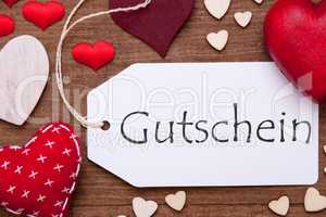 One Label, Red Hearts, Gutschein Means Voucher, Macro