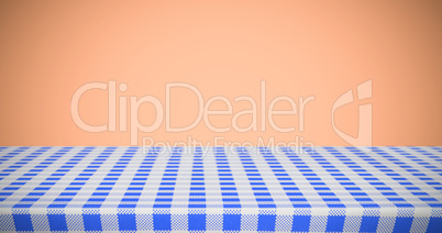 Composite image of blue and white tablecloth