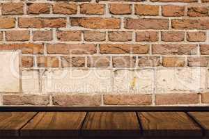 Composite image of wooden desk