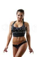 Image of hot female bodybuilder, isolated on white
