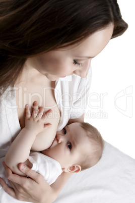 Breastfeeding. Image of child looking at camera
