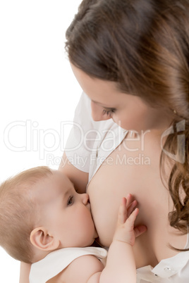 Breast-feeding. Studio photo of mother and baby