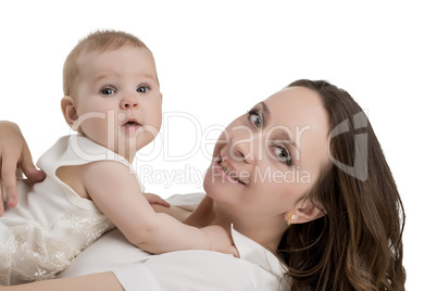 Mother and child. Portrait isolated on white