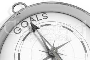 Compass pointing to goals