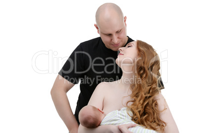 Portrait of happy family who recently had baby