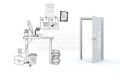 Doodle office with door