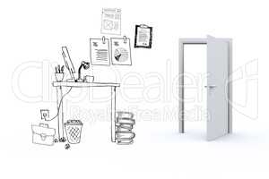 Doodle office with door