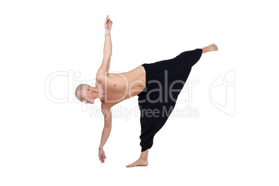 Yoga. Image of middle-aged man performs asana