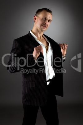 Shot of handsome man in business suit with stripes