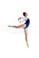 Image of graceful ballerina posing in jump