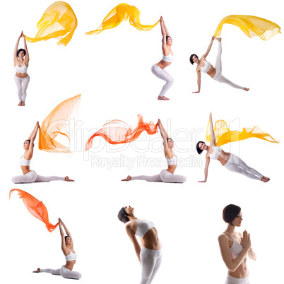 Photo collection of beautiful woman doing yoga