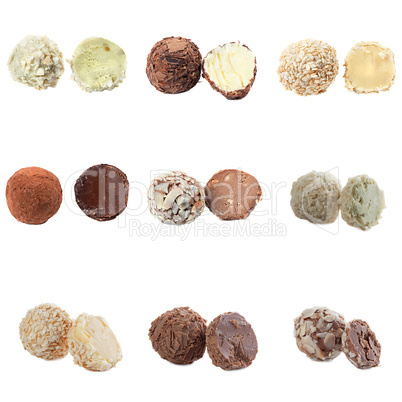 Collection of Tasty chocolate candy isolated
