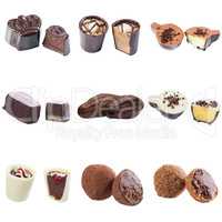 Collection of chocolate candy with cream filling
