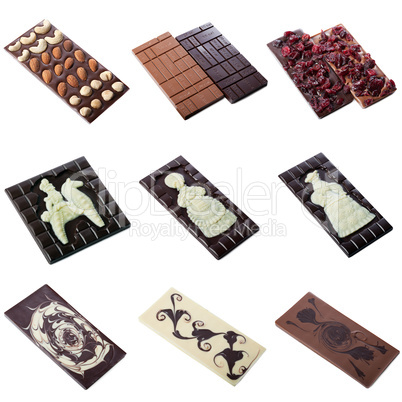 Collection of milk chocolate bar with pattern