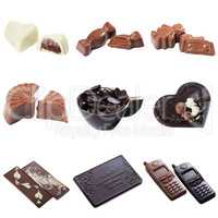 Set of souvenir chocolates made in different forms