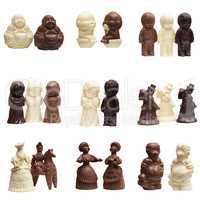 Edible figures made of different kinds chocolate