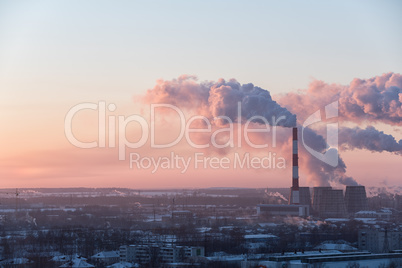 Beautiful industrial cityscape during sunrise