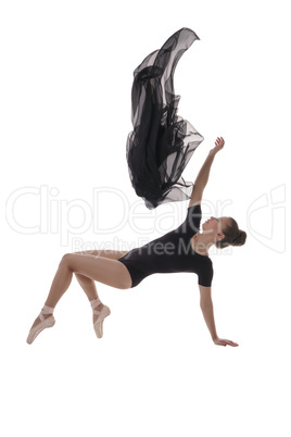 Image of lovely ballerina dancing with cloth