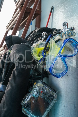 Image of equipment for snorkeling, close-up